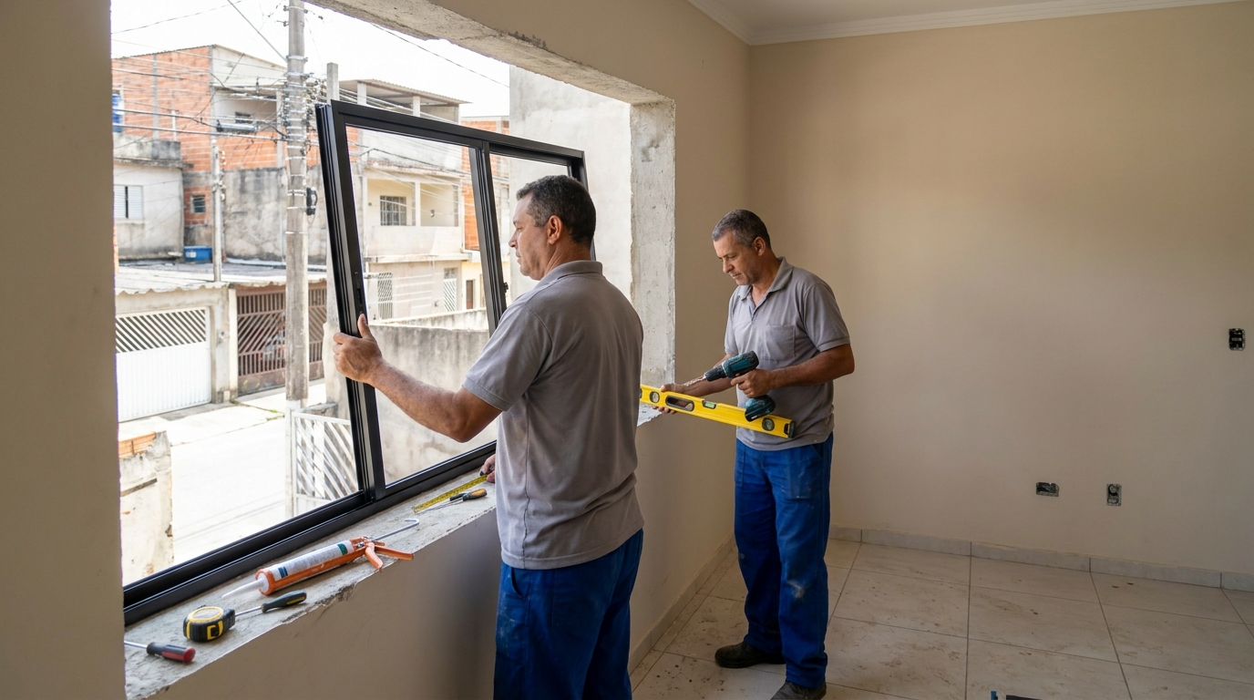 Esquadria de alumínio com vista para rua em Pelotas-RS